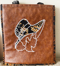 Load image into Gallery viewer, Leather &amp; Ankara Bag (Hat Style)
