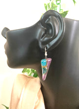 Load image into Gallery viewer, Glass Earrings-Purple, Blue-  J
