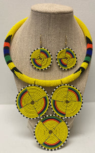 Maasai Sunrise Neckpiece with Earrings