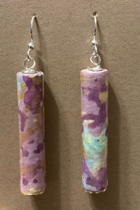 Lavender- Abstract Painted Paper Bead Earrings