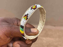 Load image into Gallery viewer, White Beaded Leather Bracelet
