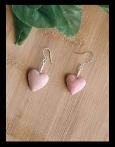 Pink Porcelain Heart Earrings