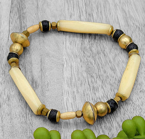 Exquisite Stone & Bone Stretch Bracelet