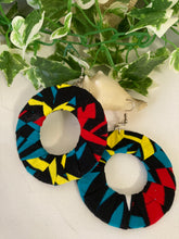 Load image into Gallery viewer, Teal Red Yellow Ankara Earrings
