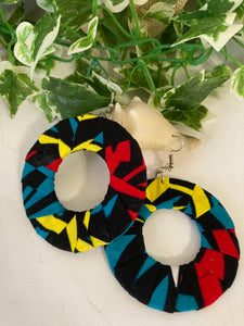 Teal Red Yellow Ankara Earrings