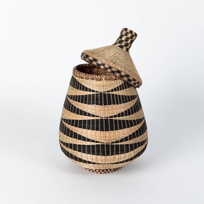 Teardrop Basket: Black & Natural