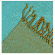 Load image into Gallery viewer, Mustard &amp; Turquoise Handwoven Shawl
