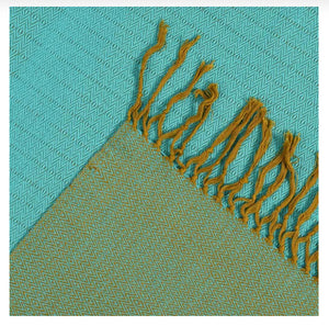 Mustard & Turquoise Handwoven Shawl