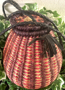 Burgundy Ghanaian Lidded Basket Purse