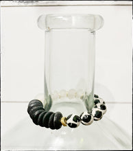 Load image into Gallery viewer, Recycled Glass/Agate Giraffe Stone Beaded Stretch Bracelet: 7”
