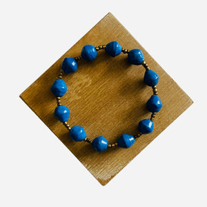 Blue Kenyan Paper Bead Bracelet