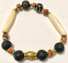 Load image into Gallery viewer, Bone, Bauxite, &amp; Lava Stretch Bracelet
