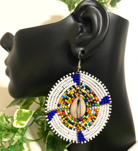 Maasai Beaded Earrings- (WHITE)