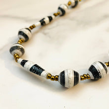 Load image into Gallery viewer, Kenyan Paper Bead Necklace | Black &amp; White
