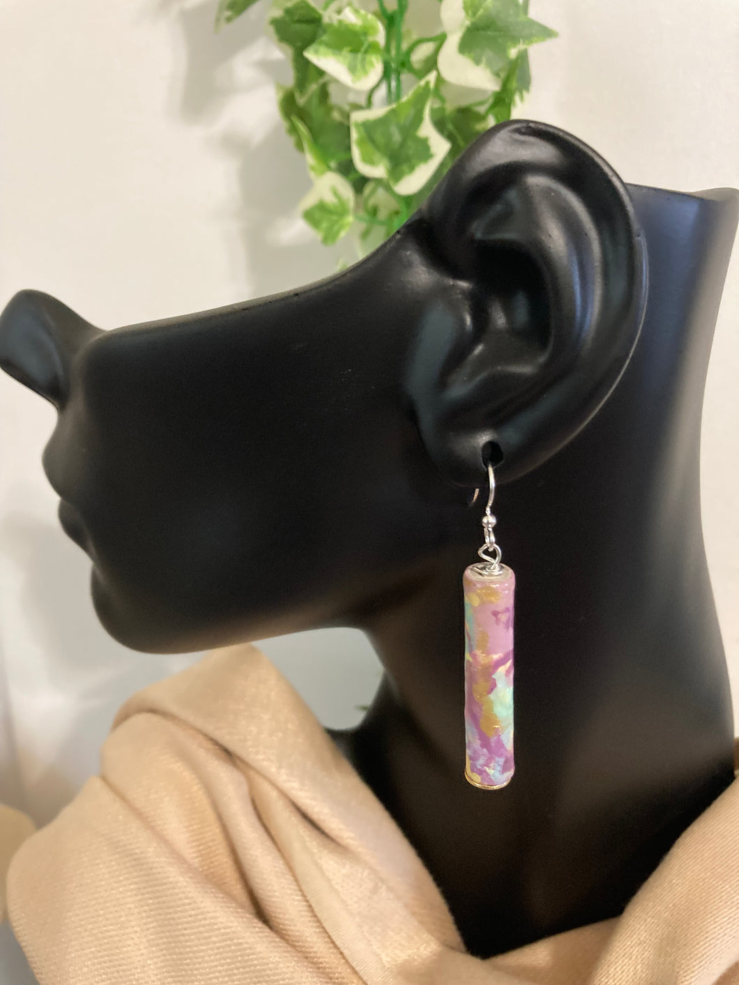 Lavender- Abstract Painted Paper Bead Earrings