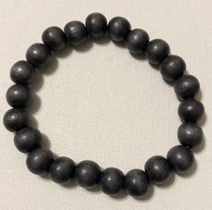 Wooden Stretch Bracelet- Gray (10 mm)