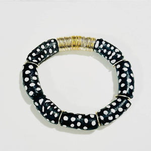 Black Polka Dot Stretch Bracelet