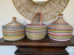 Large Lidded Wishing Basket- Multicolor A