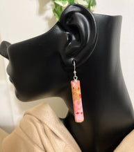 Load image into Gallery viewer, Pink &amp; Gold- Abstract Painted Paper Bead Earrings
