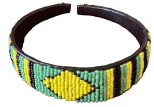 Load image into Gallery viewer, Orange Green Black Beaded Headband
