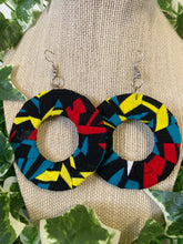 Load image into Gallery viewer, Teal Red Yellow Ankara Earrings
