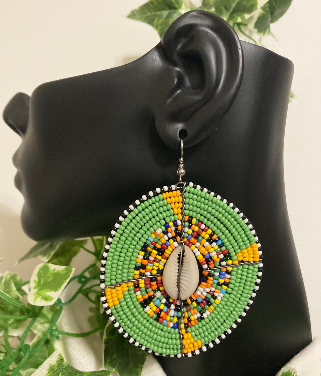 Maasai Beaded Earrings- (GREEN)