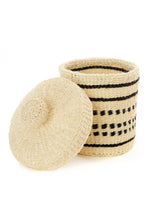 Load image into Gallery viewer, Natural &amp; Black Patterned Sisal Lidded Container Basket
