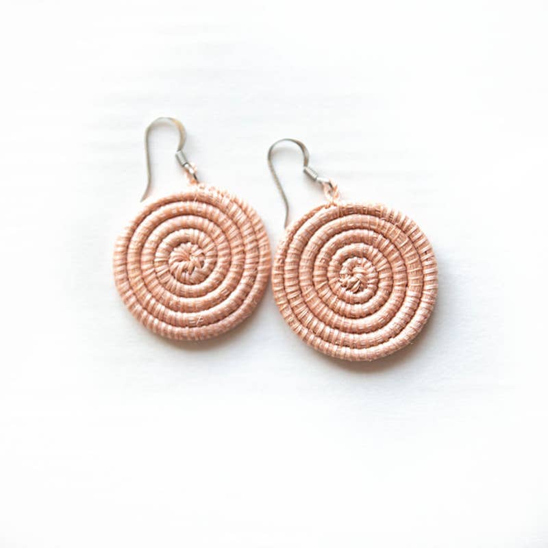 Woven Disc Earrings: Blush / Small