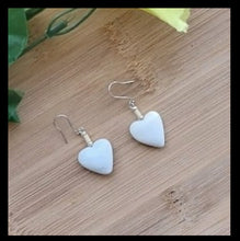 Load image into Gallery viewer, White Porcelain Heart Earrings
