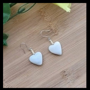 White Porcelain Heart Earrings