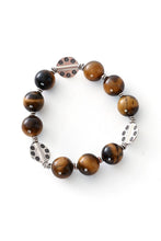 Load image into Gallery viewer, Kenyan Tiger&#39;s Eye and Silver Stretch Bracelet

