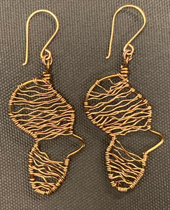 Wire Wrapped Map of Africa Earrings