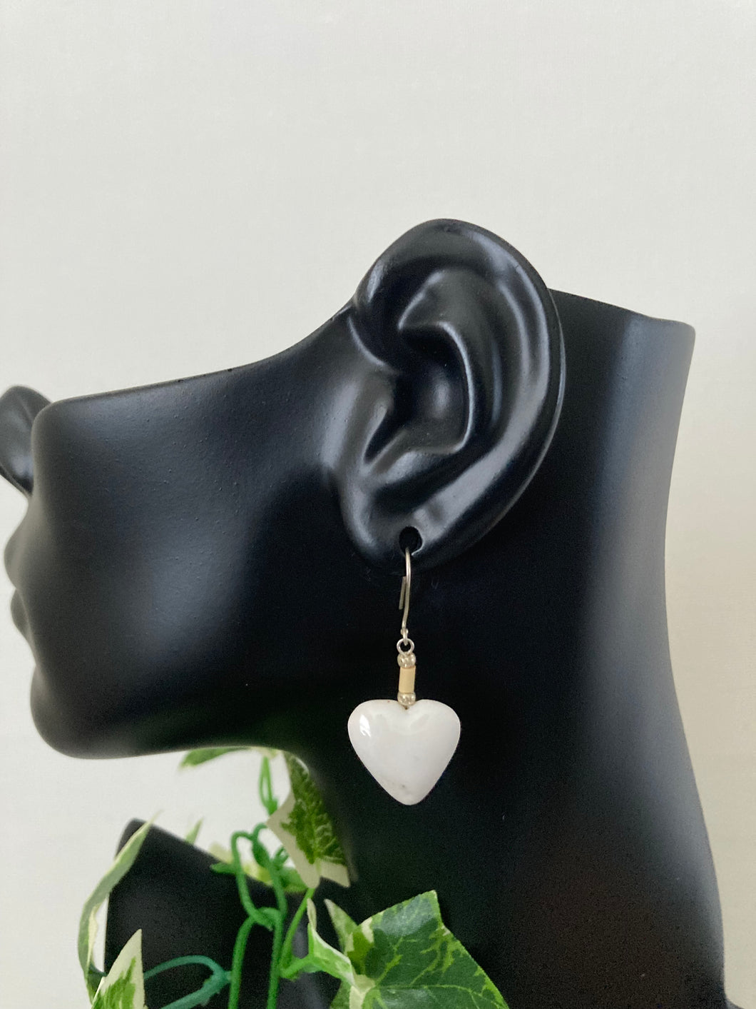 White Porcelain Heart Earrings