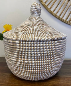 Large Lidded Wishing Basket - Cream