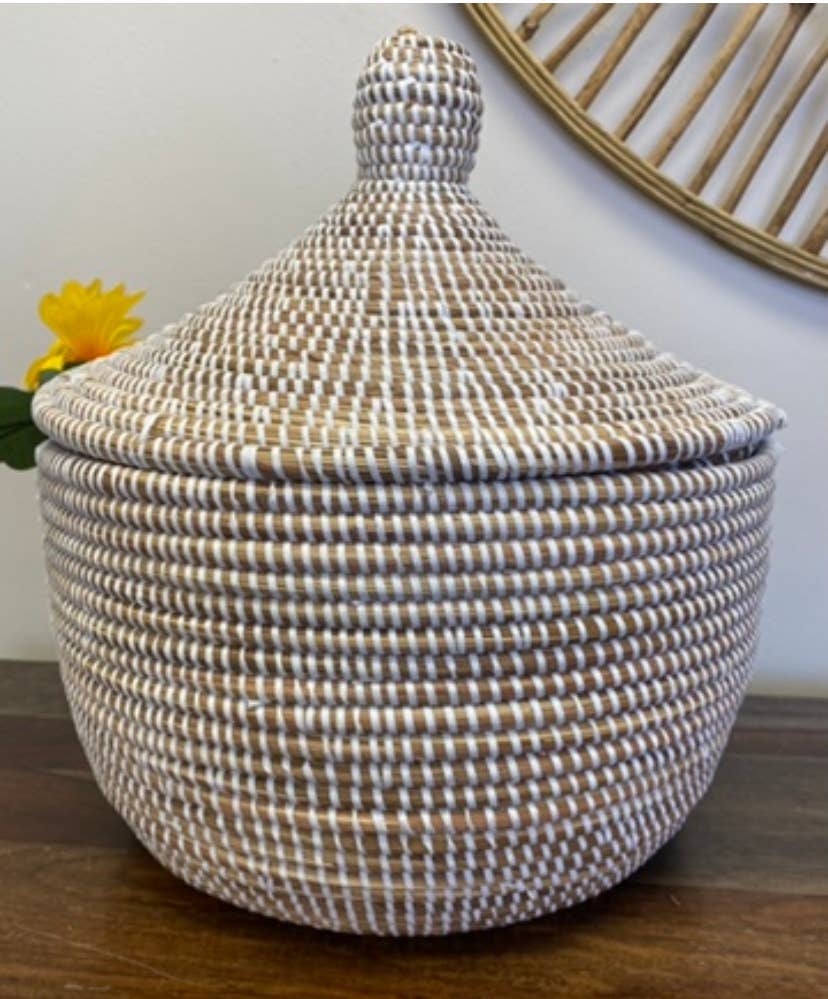 Large Lidded Wishing Basket - Cream