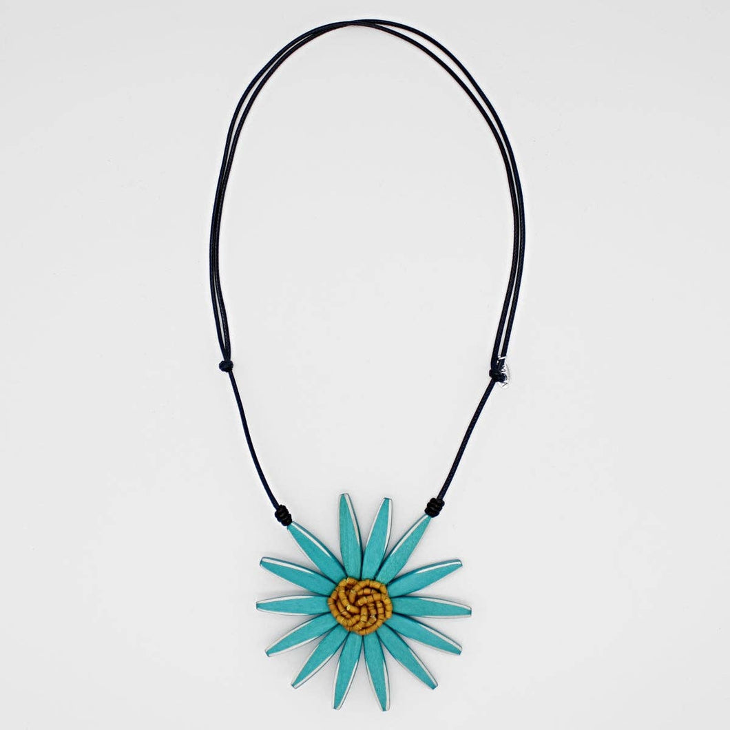 Teal Amaya Flower Statement Necklace