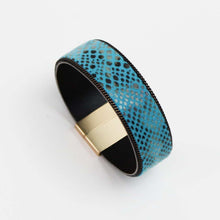 Load image into Gallery viewer, Vibrant Blue Leather Bracelet by Sylca
