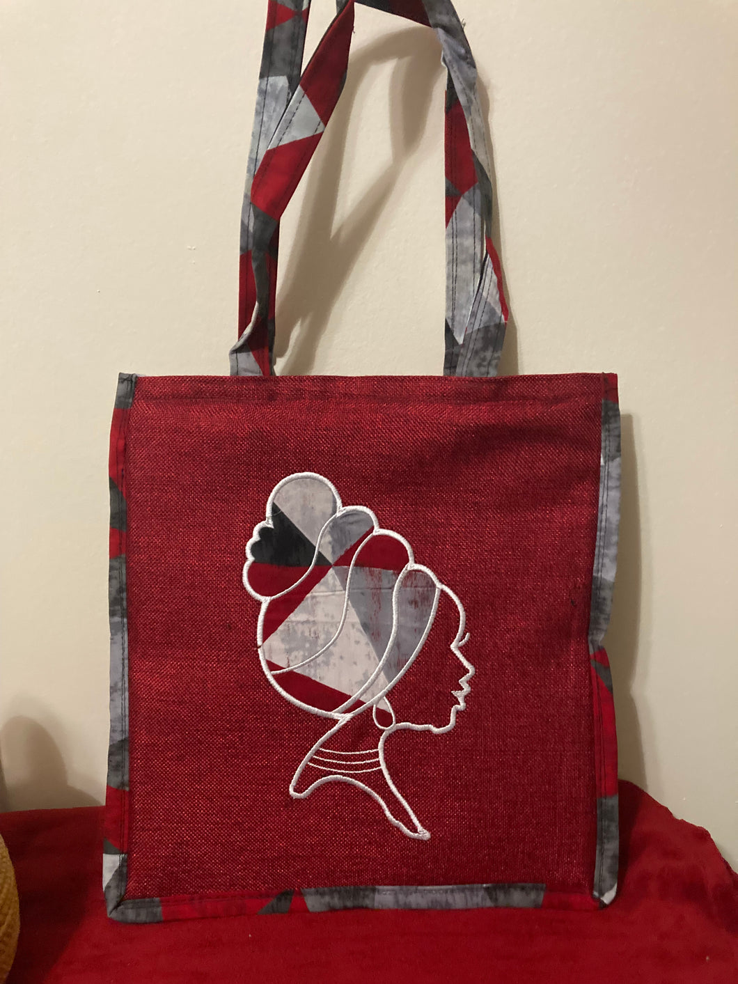 Mama Africa Shoulder/ Laptop Bag (Red, Gray, White Headwrap)