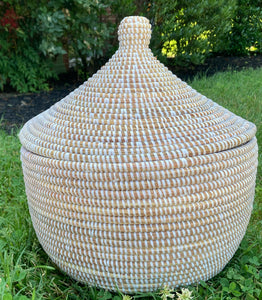 Large Lidded Wishing Basket - Cream