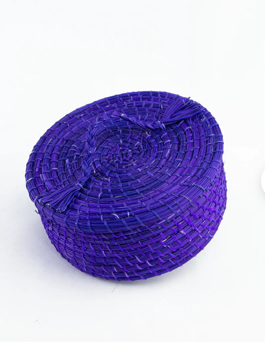 Purple Lidded Banana Leaf Basket