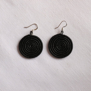 Woven Disc Earrings: Black / Small
