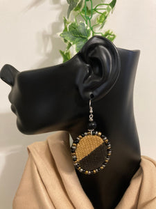 African Mudcloth Beaded Earrings