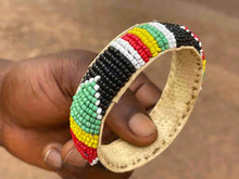 Load image into Gallery viewer, Black Beaded Leather Bracelet
