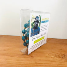 Load image into Gallery viewer, Teal Kenyan Paper Bead Necklace
