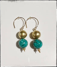 Load image into Gallery viewer, Dangle Gemstone Bead Earring Green Lace Turquoise
