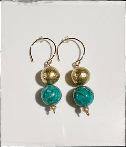 Dangle Gemstone Bead Earring Green Lace Turquoise