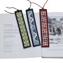 Load image into Gallery viewer, Green Hand-Embroidered Tatreez Bookmark
