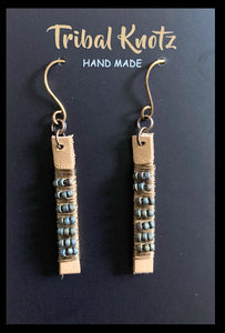 Leather Stick Earrings- Gray