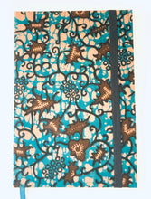 Load image into Gallery viewer, Ankara Cloth Covered Journals - Leaves &amp; Lines
