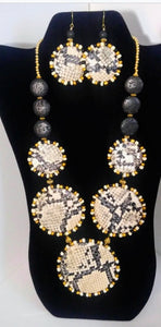 Snake Skin Faux Leather Necklace Set